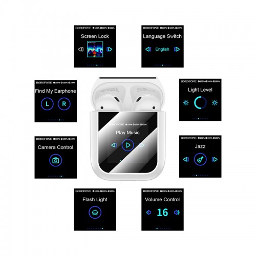 Бездротові навушники TWS BOROFONE BW86 Brocade, touch screen, White