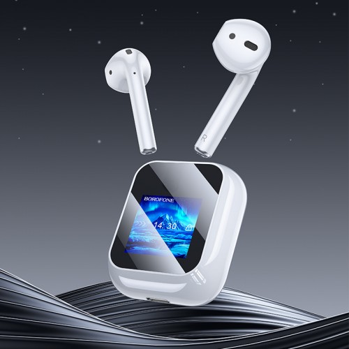 Бездротові навушники TWS BOROFONE BW86 Brocade, touch screen, White