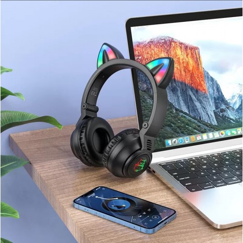 Беспроводные накладные наушники BOROFONE BO18 Cat ear BT headphones Black