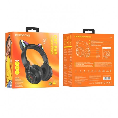 Беспроводные накладные наушники BOROFONE BO18 Cat ear BT headphones Black