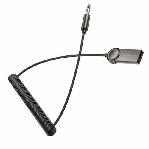 Bluetooth-ресивер BOROFONE BC56 Peaceful car AUX BT receiver with cable Metal Gray