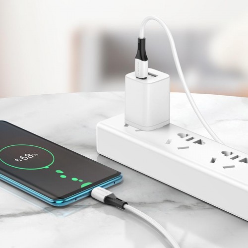 Кабель BOROFONE BX79 Type-C - Type-C 3A, 60W, 1 м, силикон, силиконовые коннекторы, белый