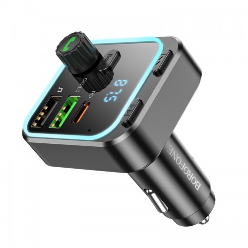 АЗП з FM-модулятором BOROFONE BC53 Highway PD20W+QC3.0 car BT FM transmitter 18W Black