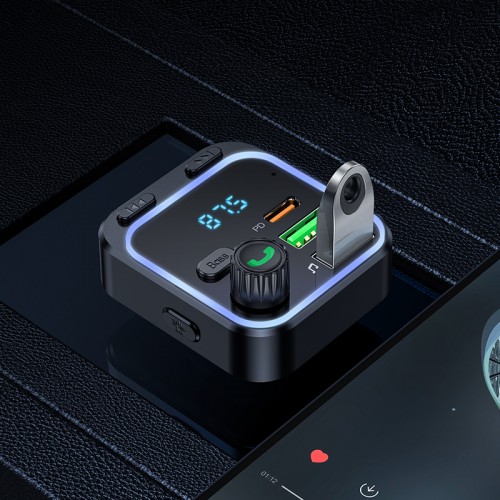 АЗП з FM-модулятором BOROFONE BC53 Highway PD20W+QC3.0 car BT FM transmitter 18W Black
