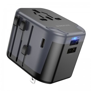 Мережевий зарядний пристрій BOROFONE BAC12 Leader 3-port(1C2A) universal conversion charger Black
