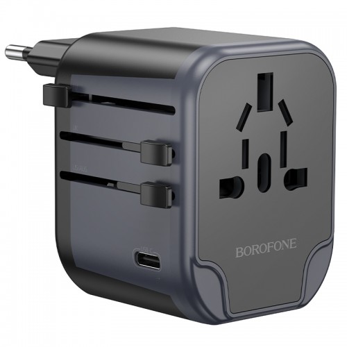 Мережевий зарядний пристрій BOROFONE BAC12 Leader 3-port(1C2A) universal conversion charger Black