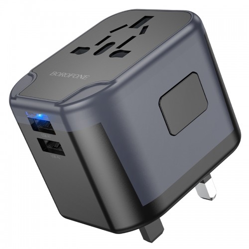 Мережевий зарядний пристрій BOROFONE BAC12 Leader 3-port(1C2A) universal conversion charger Black
