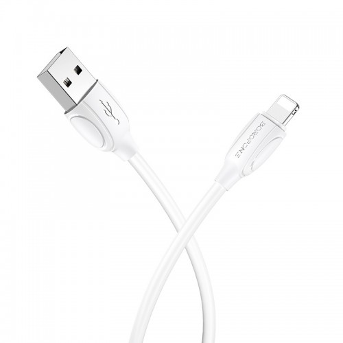 Кабель BOROFONE BX19 USB to iP 2.4A, 1m, PVC, TPE connectors, White