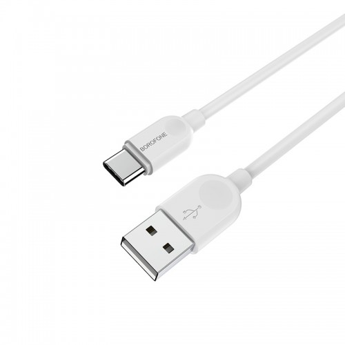 Кабель BOROFONE BX14 USB to Type-C 2.4A, 3m, PVC, TPE connectors, White