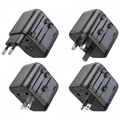 Мережевий зарядний пристрій BOROFONE BAC13 Leader 3-port PD20W(1C2A) universal conversion charger Black