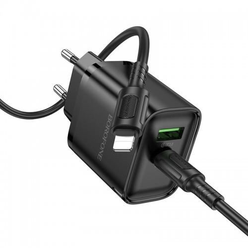 Сетевое зарядное устройство с кабелем BOROFONE BA83A Flare star PD20W+QC3.0 charger set (C to iP) Черный