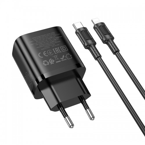 Сетевое зарядное устройство с кабелем BOROFONE BA83A Flare star PD20W+QC3.0 charger set (C to iP) Черный