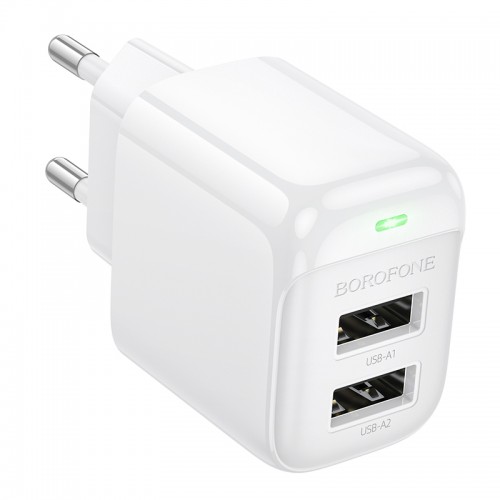 Мережевий зарядний пристрій BOROFONE BAS41A Potential dual-port charger White