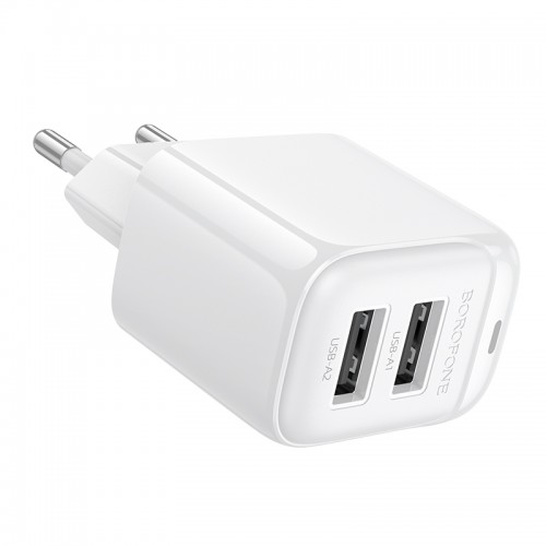 Мережевий зарядний пристрій BOROFONE BAS41A Potential dual-port charger White