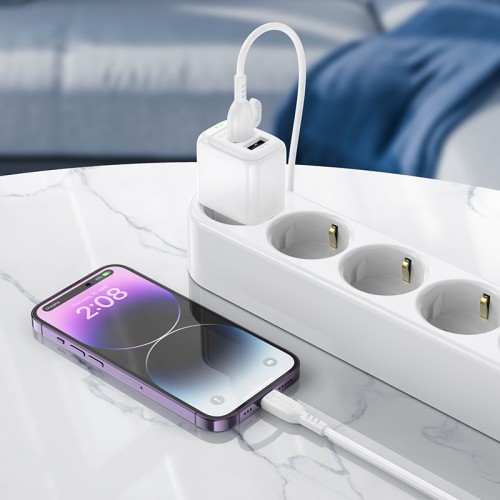 Мережевий зарядний пристрій з кабелем BOROFONE BAS41A Potential dual-port charger set(iP) White