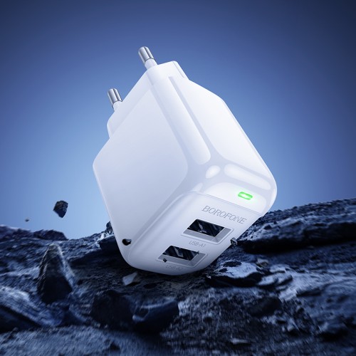 Мережевий зарядний пристрій з кабелем BOROFONE BAS41A Potential dual-port charger set(iP) White
