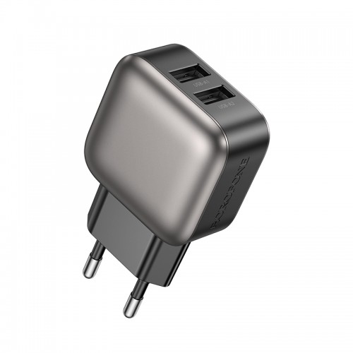 Мережевий зарядний пристрій BOROFONE BAS51A Absolute dual-port charger Black