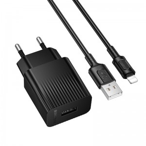 Мережевий зарядний пристрій BOROFONE BAS71A Source single-port charger set(iP) Black