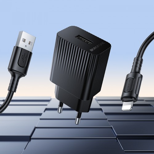 Мережевий зарядний пристрій BOROFONE BAS71A Source single-port charger set(iP) Black