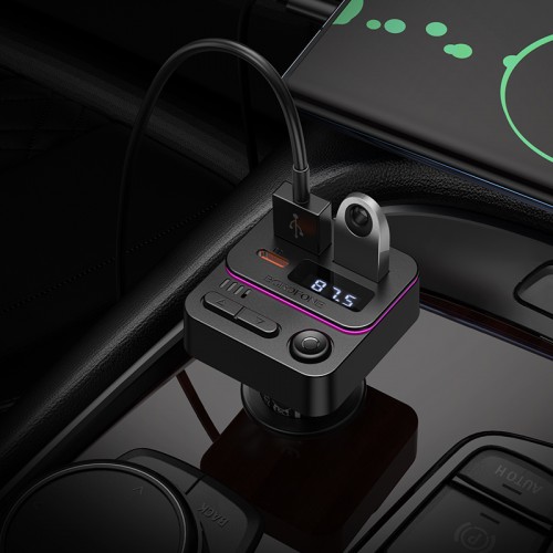 АЗП з FM-модулятором BOROFONE BC60 Hero 35W(1A1C) car BT FM transmitter Black