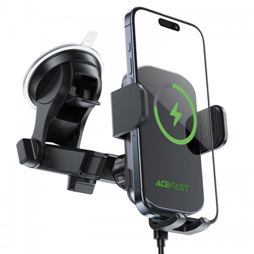 Автотримач для телефона з БЗП ACEFAST D53 wireless charging car holder with electric clamp for dashboard Black