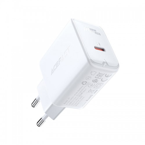 Сетевое зарядное устройство ACEFAST A1 PD20W single USB-C charger, белое