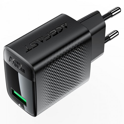 Мережевий зарядний пристрій ACEFAST A90 QC18W GaN single USB-A charger (EU) Black