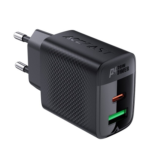 Сетевое зарядное устройство ACEFAST A78 PD20W GaN (USB-A+USB-C) charger Black