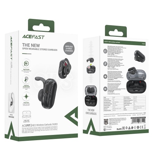 Бездротові навушники TWS ACEFAST FA003 ACEFIT NEO, ENC, IPX4, Black