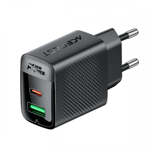 Сетевое зарядное устройство ACEFAST A98 PD30W GaN (USB-C+USB-A) charger Black