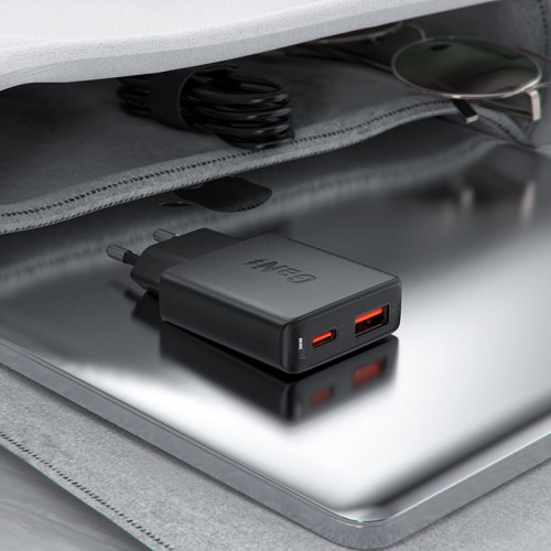 Сетевое зарядное устройство ACEFAST A69 PD30W GaN (USB-A+USB-C) ультратонкое зарядное устройство Black