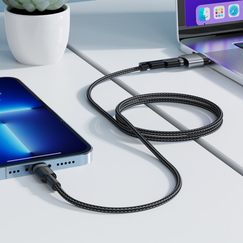 Кабель ACEFAST C22-05 USB-C на USB-C / магнитный кабель для зарядки и передачи данных из алюминиевого сплава, чёрный