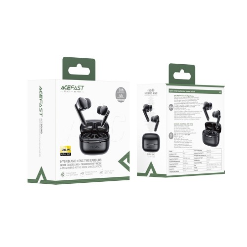 Бездротові навушники TWS ACEFAST W5 Hybrid ANC, IPX4, Black