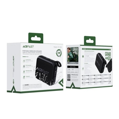 Портативная колонка ACEFAST K4 Go портативная беспроводная акустическая система 5W, IPX7, чёрная