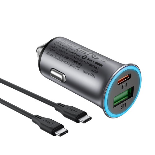 Автомобильное зарядное устройство ACEFAST B16 95W (USB-A+USB-C) двухпортовое металлическое автомобильное зарядное устройство, комплект (P5) Металлический серый