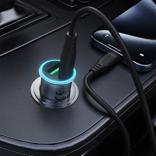 Автомобильное зарядное устройство ACEFAST B16 95W (USB-A+USB-C) двухпортовое металлическое автомобильное зарядное устройство, комплект (P5) Металлический серый