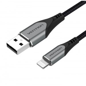 Кабель Vention USB 2.0 A — Lightning 1 м, серый, алюминиевый сплав, тип (LABHF)