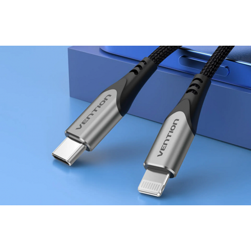 Кабель Vention USB 2.0 C — Lightning 1 м, серый, алюминиевый сплав, тип (TACHF)