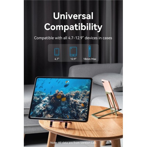 Тримач для телефона Vention Portable Cell Phone Stand Holder for Desk Aluminum Alloy Type Gray (KCZH0)