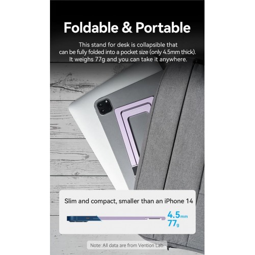 Тримач для телефона Vention Portable Cell Phone Stand Holder for Desk Aluminum Alloy Type Gray (KCZH0)