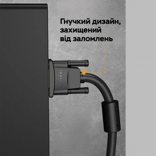 Кабель Vention VGA(3+6) Male to Male Cable with ferrite cores 5M Black (DAEBJ)