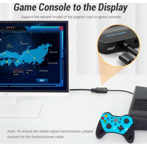 Адаптер Vention HDMI to VGA Converter with Female Micro USB and Audio Port 0.15M Black (42161)