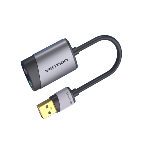 Адаптер Vention USB внешняя звуковая карта 0,15 м серый металлический тип (CDKHB)