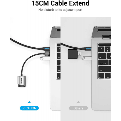 Адаптер Vention USB внешняя звуковая карта 0,15 м серый металлический тип (CDKHB)