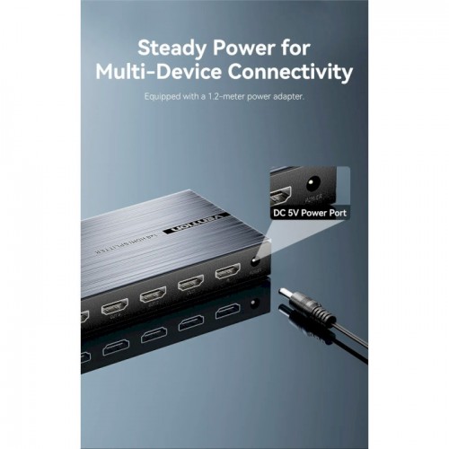 Сплітер Vention 4K 1x8 HDMI Splitter Black Aluminum Alloy Type EU Standard