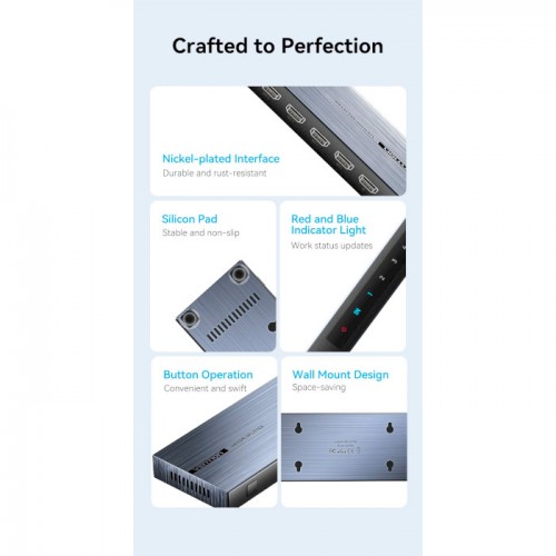 Сплітер Vention 4K 1x8 HDMI Splitter Black Aluminum Alloy Type EU Standard