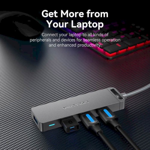 USB-хаб Vention 4-Port USB 3.0 Hub With Power Supply 0.15M Black (CHLBB)