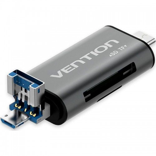 Кардридер Vention USB3.0 Многофункциональный кардридер, серый, металлический, тип (CCHH0)