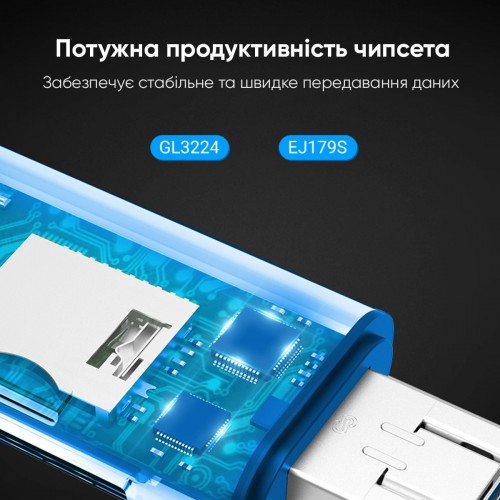 Кардридер Vention USB3.0 Многофункциональный кардридер, серый, металлический, тип (CCHH0)