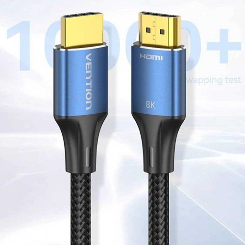 Кабель Vention Cotton Braided HDMI-A Male to Male HD v2.1 Cable 8K 5M Blue Aluminum Alloy Type (ALGLJ)